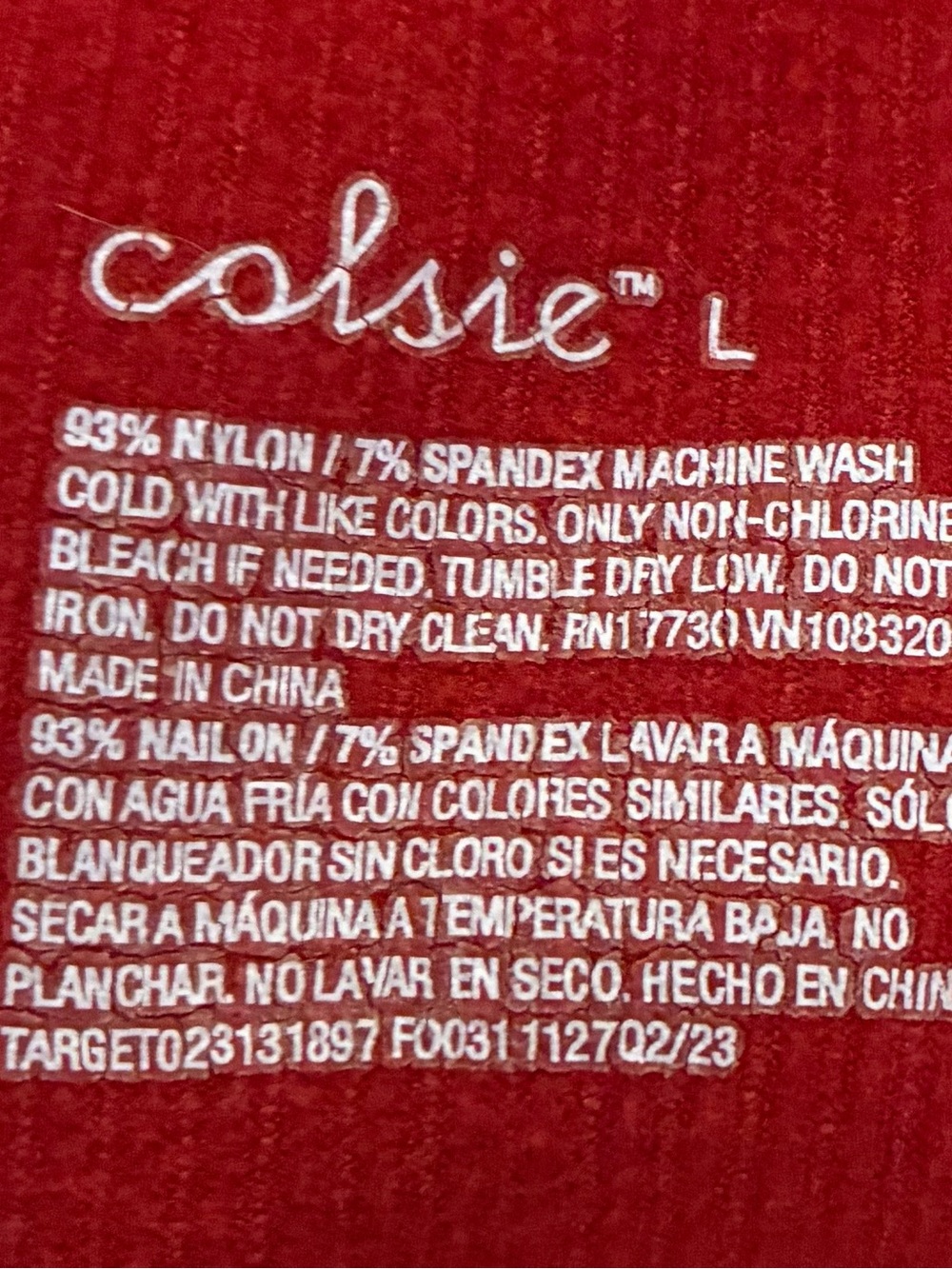 Colsie Red Ribbed Scoop Neck Bodysuit - Picture 2 of 2